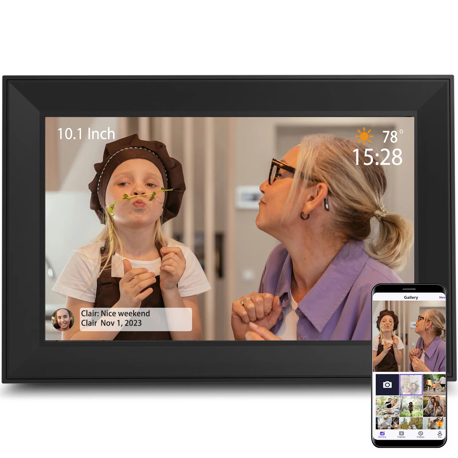 Digital Picture Frame, 10.1 Inch Smart WiFi Digital Photo Frame Send Pictures from Anywhere via App Great Gift for Mom and Women