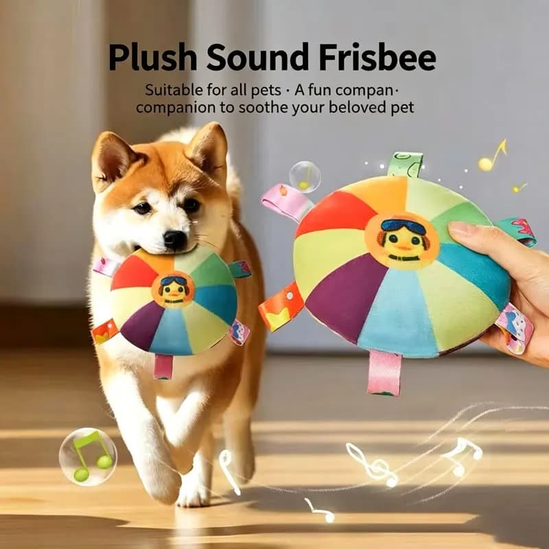 Giocattoli per cani giocattoli sonori,giocattoli per la pulizia dei denti frisbee in peluche per alleviare la noia, autodivertimento, resistenti ai morsi dei cuccioli, giocattoli per animali domestici che consumano ene