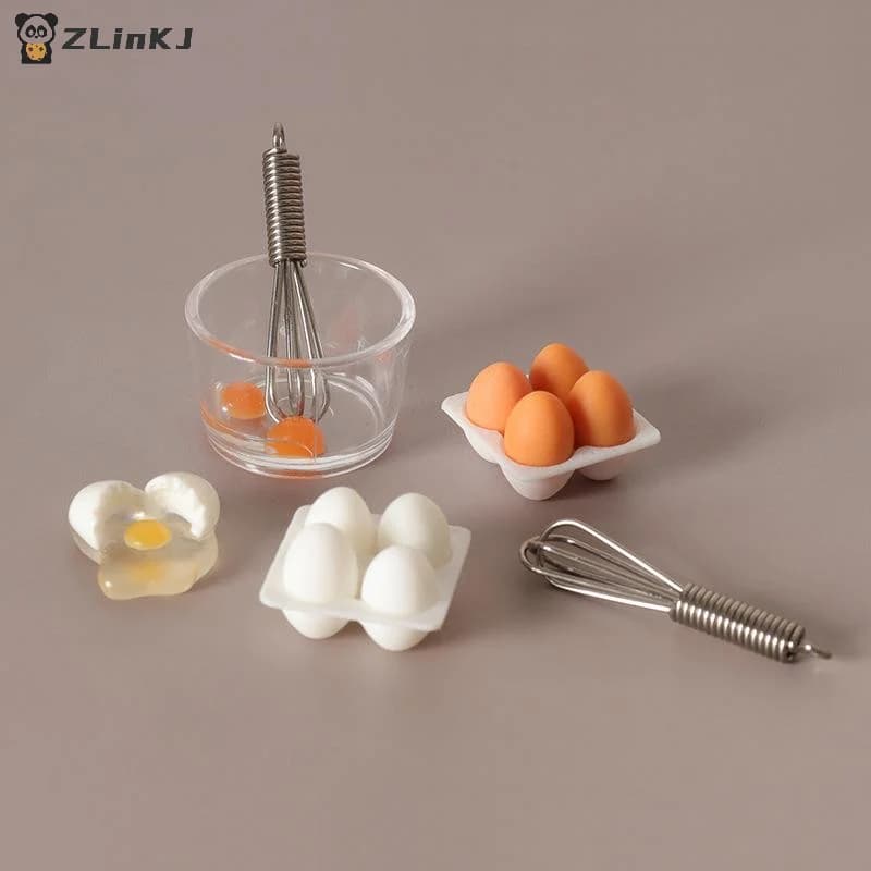 ▶ 1:12 Home of Dolls Mini Egg Kitchen Tool Box Model Doll House Accessories for Kitchen Scenes Children Imitation Games Toy Kit