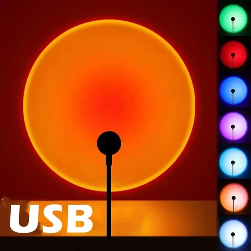 USB LED Sunset Light Telefono cellulare Autofotografia Luce RGB Arcobaleno Neon Luce notturna Proiettore Fotografia Lampada da parete per atmosfera