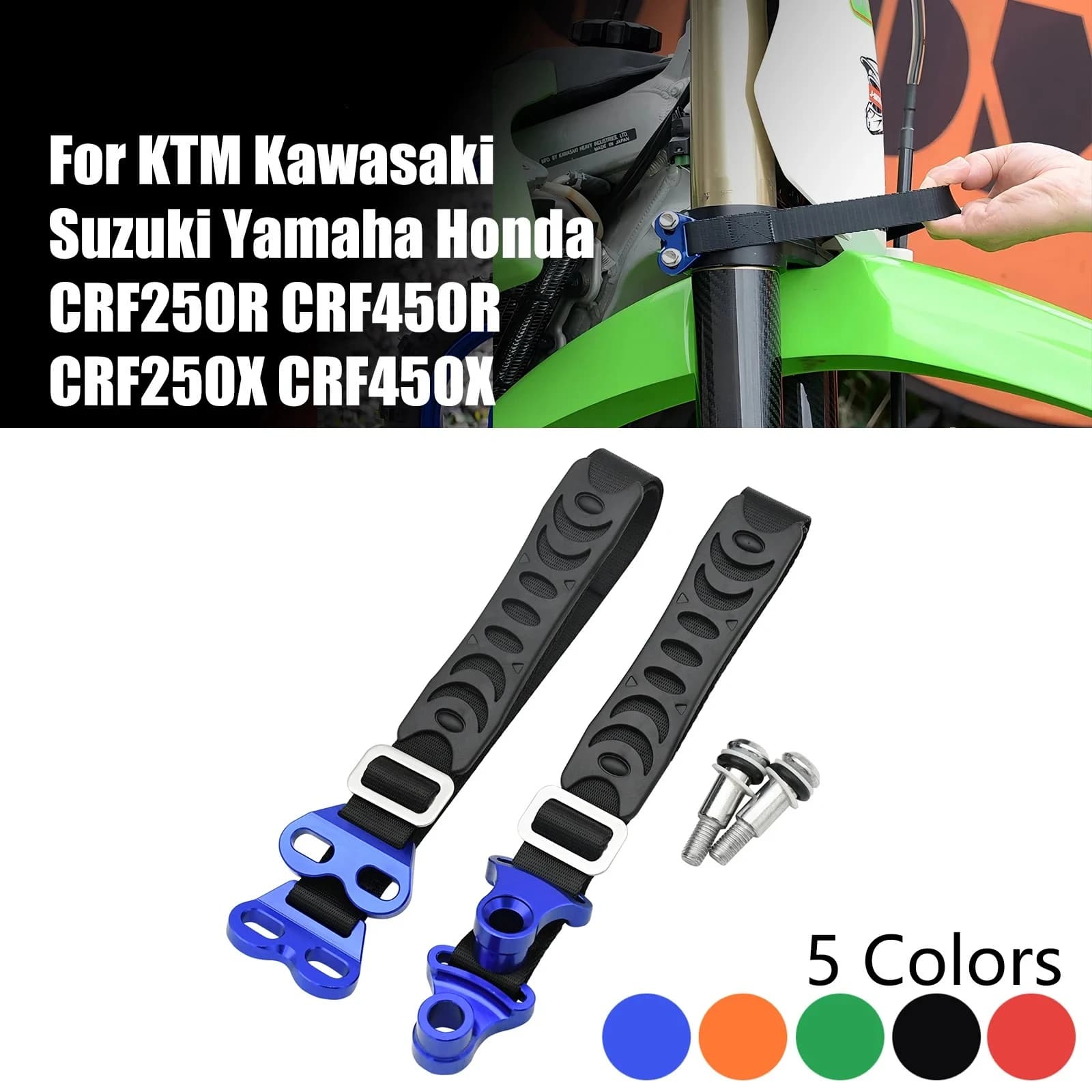 Motocycle CNC Front Rear Rescue Pull Strap Sling Belt For Honda KTM Kawasaki Suzuki Yamaha YZ250X YZ450X YZ250F YZ450F 125-500