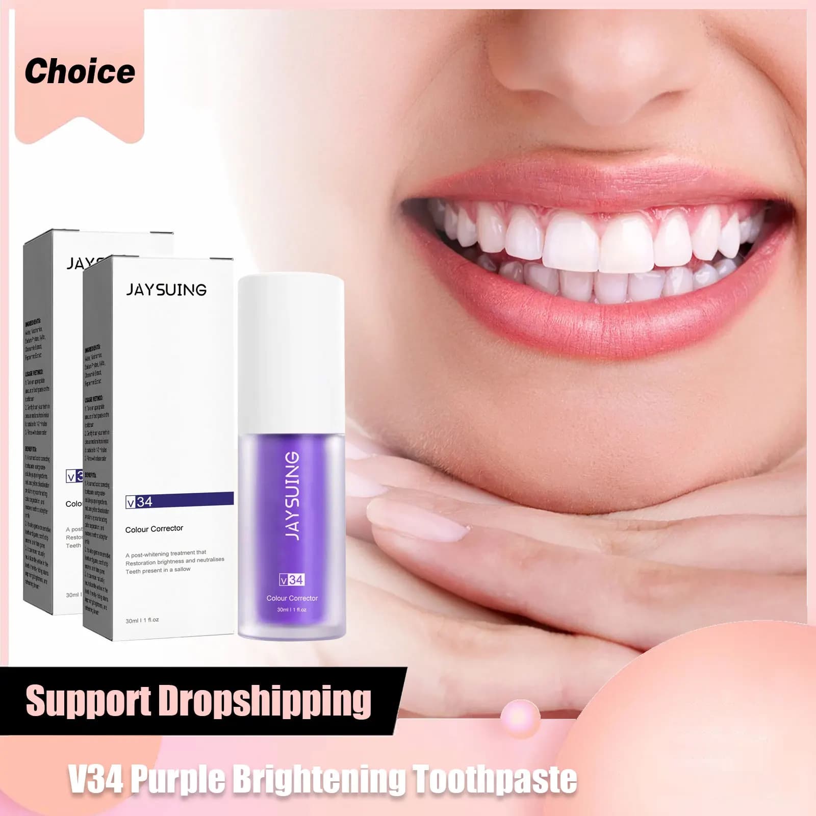 V34 Purple Whitening Toothpaste Yellow Tooths Removal Macchia Dei Denti Cleaning Oral Alito Fresh Whitening Tools