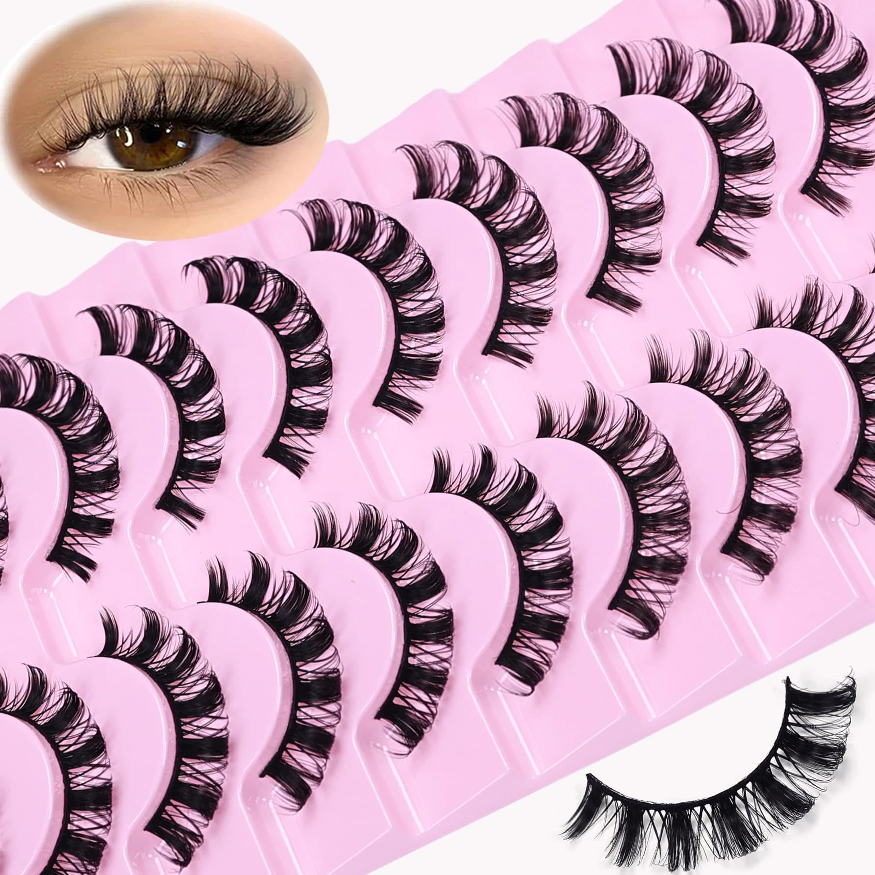 10 pairs of eyelashes D Curl 10-16mm coarse lashes fake 3D reusable soft rough lashes