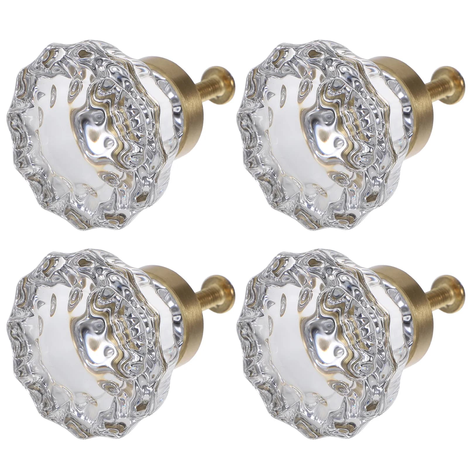 Set di 4 Maniglie per Mobili in Cristallo, Pomelli in Ottone con Zirconi, Maniglie Moderne per Armadi e Cassetti