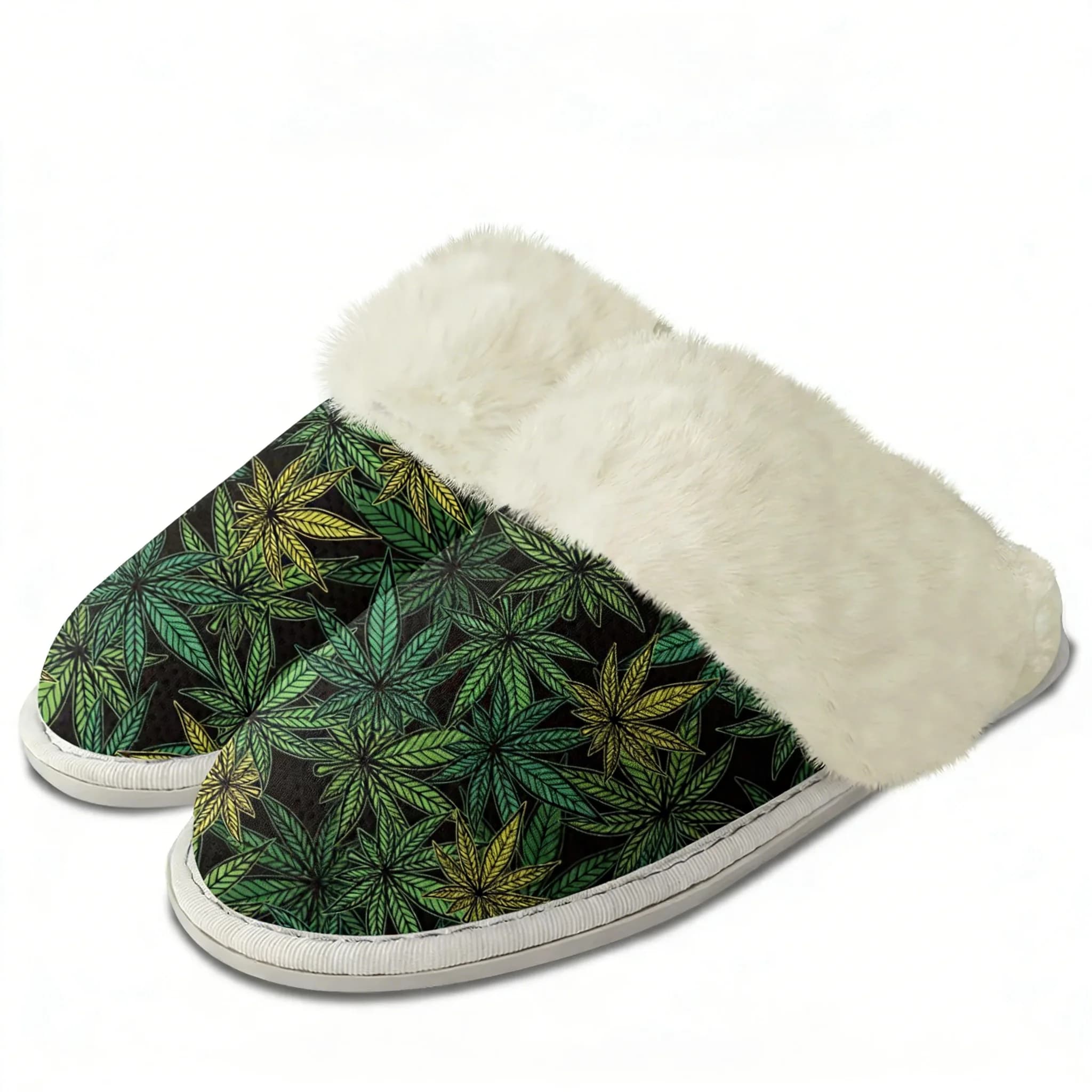 Pantofole in Peluche con Motivo Foglia di Marijuana Rasta Rosso Giallo Verde, Scarpe Calde per Casa, Pantofole Termiche Leggere Personalizzate in Cotone