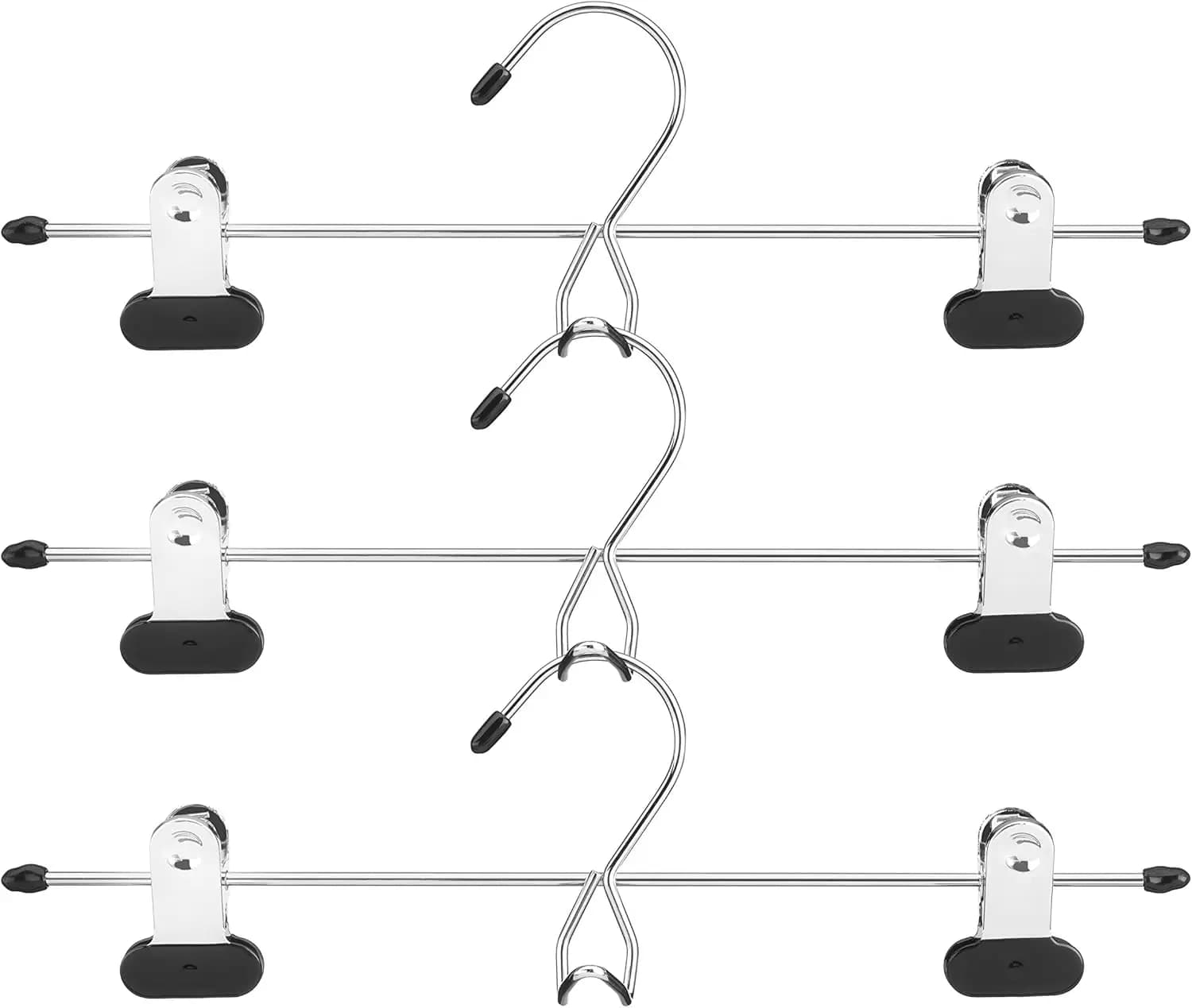 Appendiabiti per Gonne e Pantaloni Cromati/Neri, Organizzatore Salvaspazio per Armadio per una Conservazione Efficiente