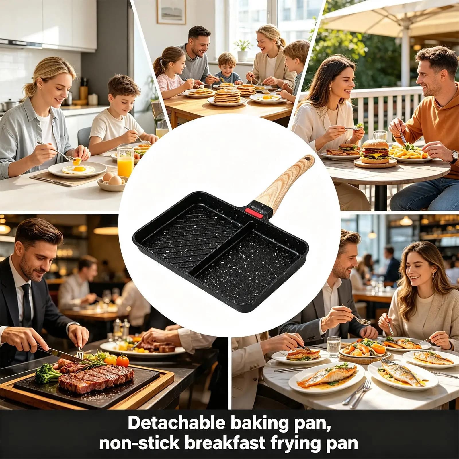 Pancake Pan Lightweight Detachable Nonstick Mini Square Cookware Non Stick Frying Pans For Stove Top Cooking Breakfast Omelette