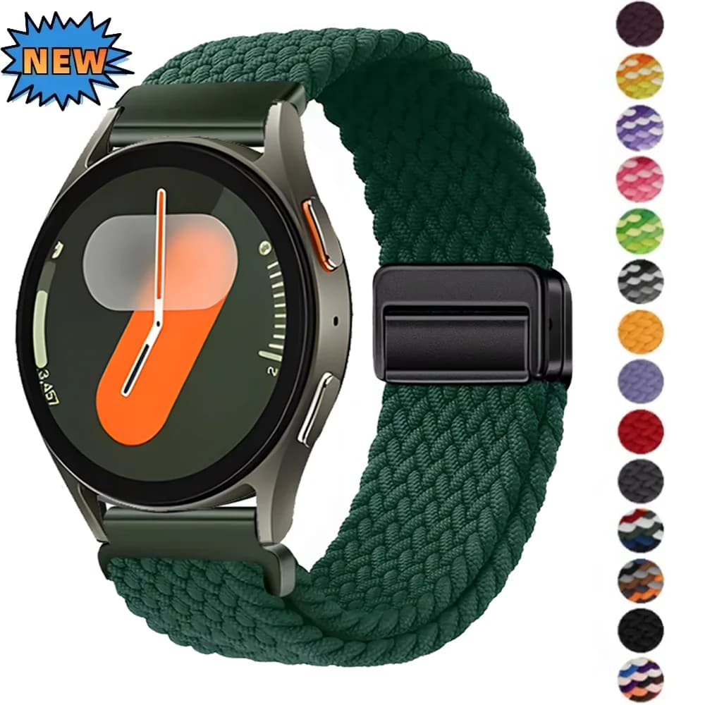 Cinturino in nylon magnetico da 20mm 22mm per Samsung Galaxy Watch 7 6 5 4 Amazfit GTR4 Bracciale ad anello intrecciato Huawei Watch 5/4/GT5 Pro Band