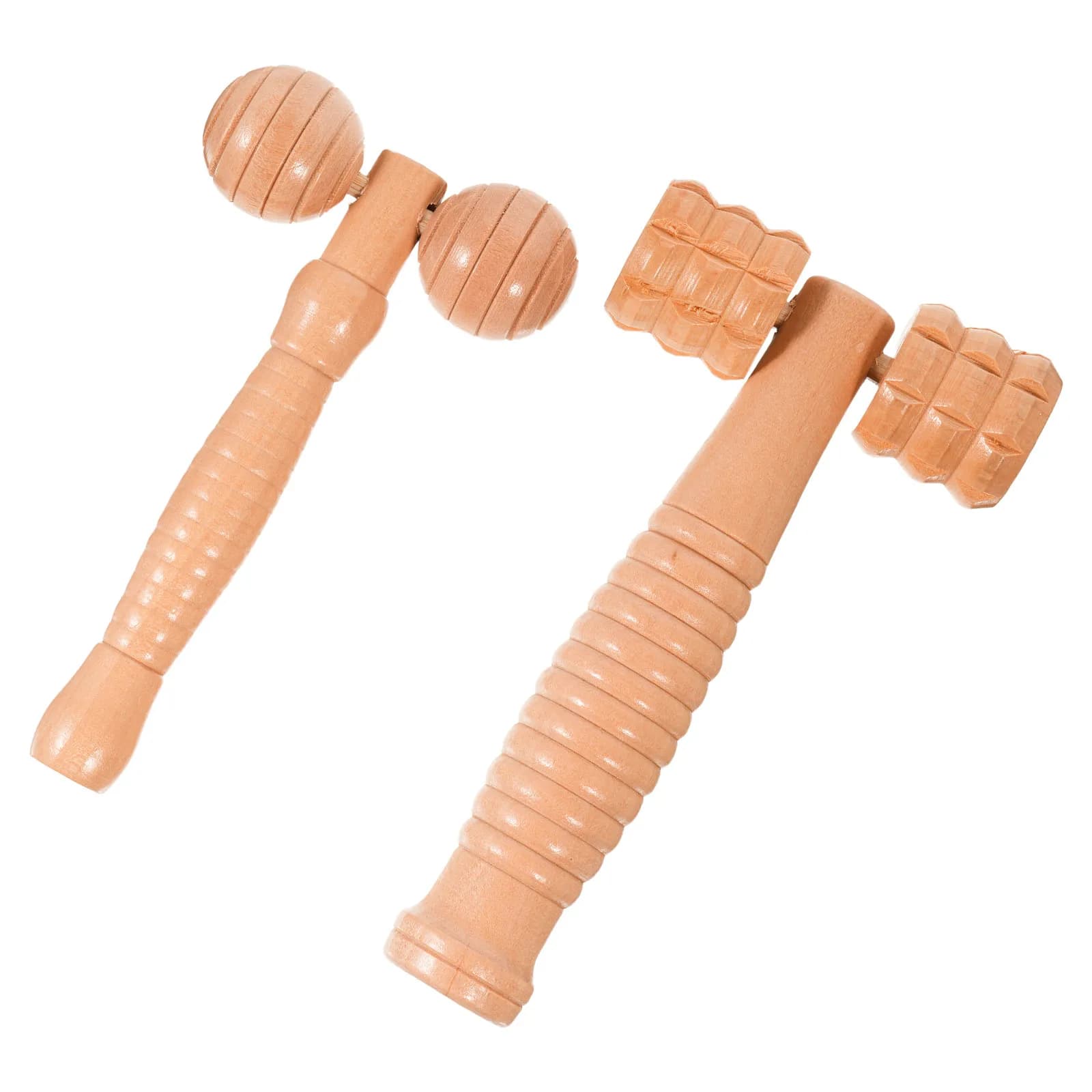 Set of 2 Rolls Massage in Wood, Manual Instrument for Automassage of Gambe, Spalle, Headset and Face, Body Roller