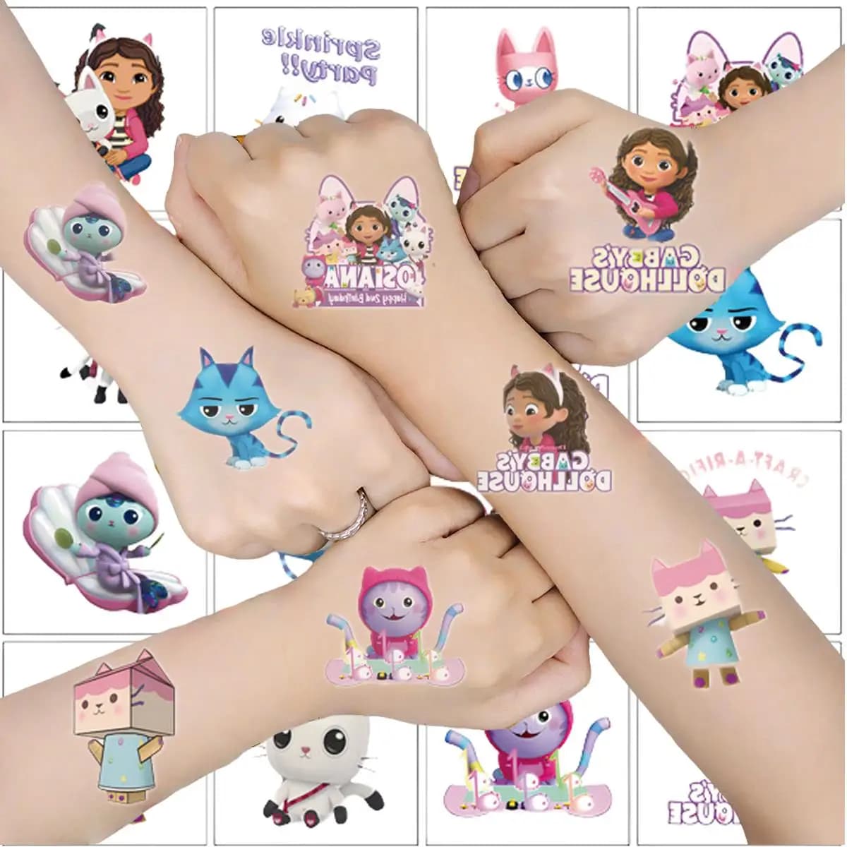 Wall stickers Tattoo Waterproof 20 Pieces Cartoon Gabby Dollhouse Gatti Kawaii Anime for Party, Gift Pack Toy