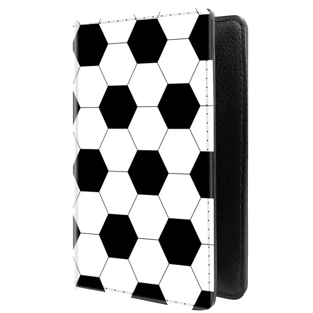 Porta Passaporto in Pelle PU, Portafoglio da Viaggio con Blocco RFID, Custodia per Carte con Motivo Unico (Texture Calcio)