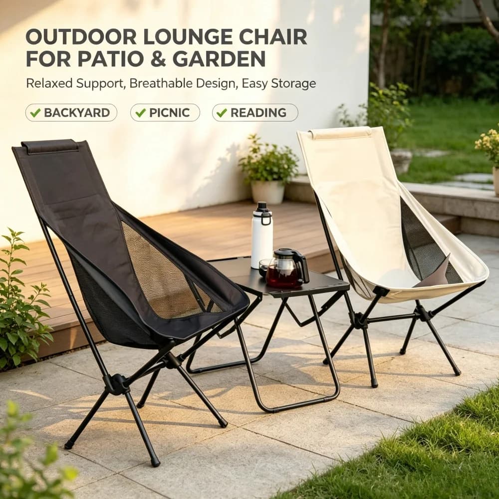 Outdoor Breathable Moon Chair Lightweight and Portable Space Chair Folding Chair with Backrest Fishing Beach Camping Chair
