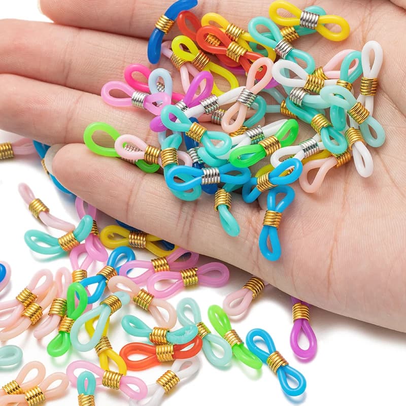 Connettori terminali ad anello per occhiali in gomma regolabili da 50 pezzi per accessori per la creazione di gioielli con catena per occhiali antiscivolo