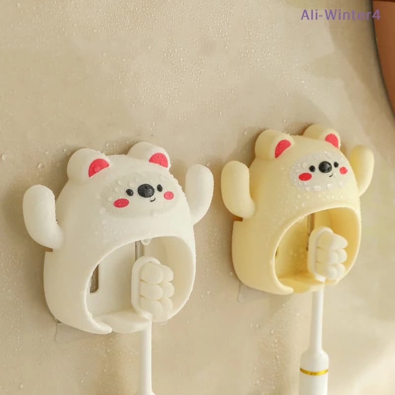 【Winter4】Portaspazzolino da Denti a Forma di Cartone Animato, Ganci da Parete Divertenti e Carini a Forma di Animale con Ventosa, Accessori Decorativi per il Bagno, Regalo