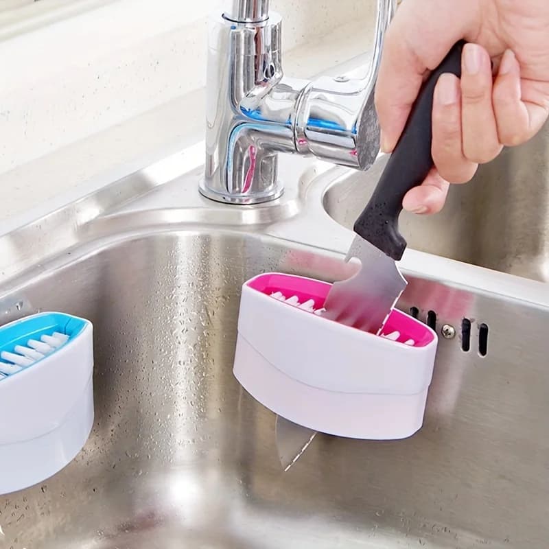 1 piece, brush for cleaning knife cutlery with strong suction cup, brush for cleaning for fork spoon, tool for washing fruit and vegetable kitchen