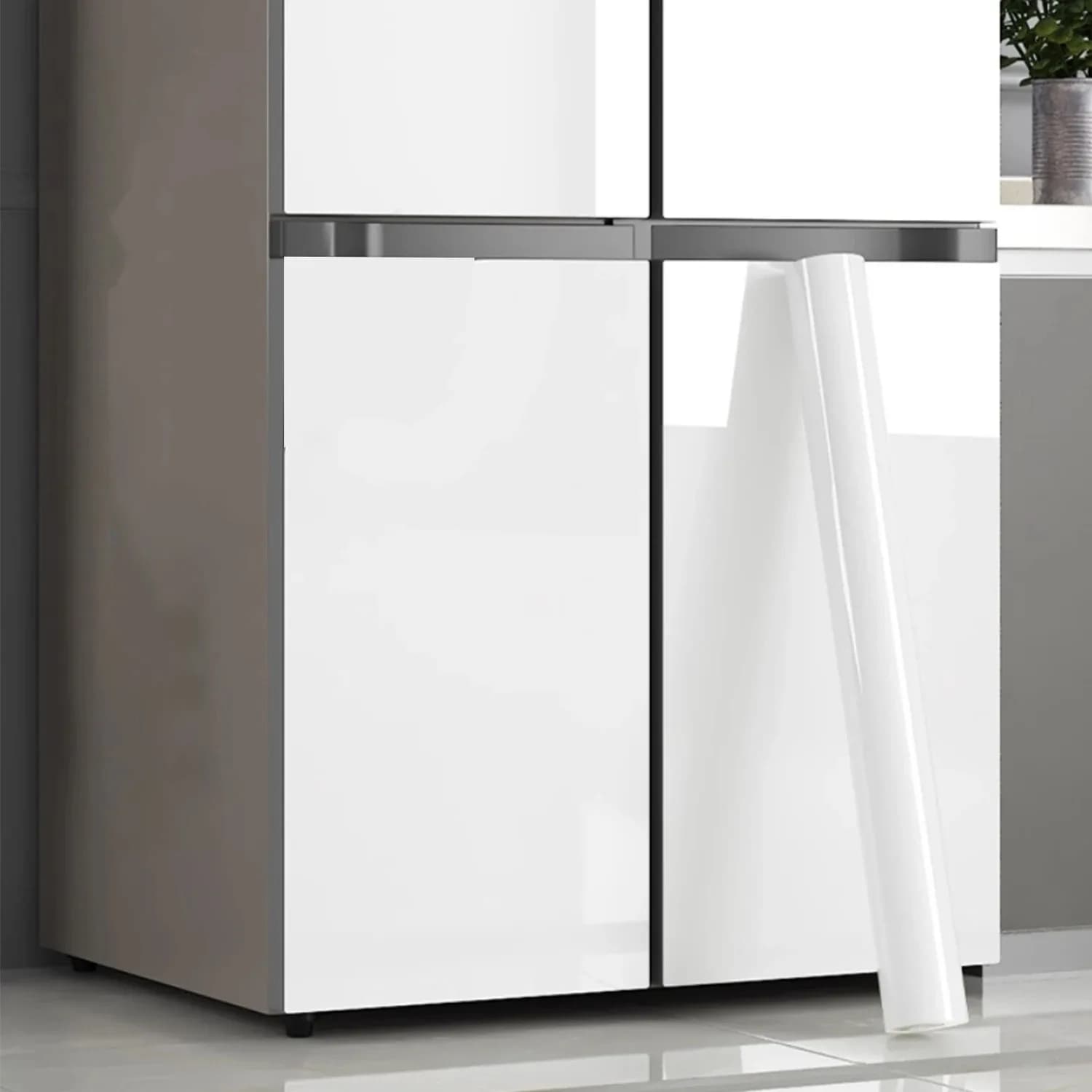 Carta da Parati Vinilica Bianca Lucida Effetto Perla Fai-da-Te, Pellicola Autoadesiva Impermeabile per Armadi, Cucine, Mobili e Decorazione Pareti