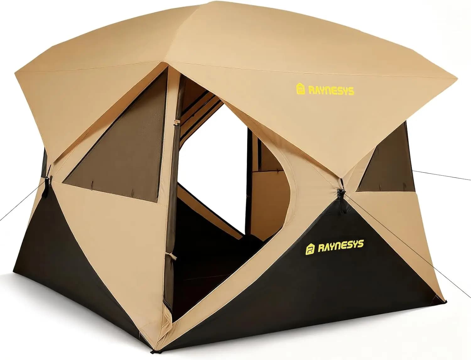 4-Person Instant Pop-Up Cabin Tent for Camping, 60-Second Setup, Water-Resistant & Windproof Hub Tent with Rainfly and Carry Bag, Outdoor Camping Shelter