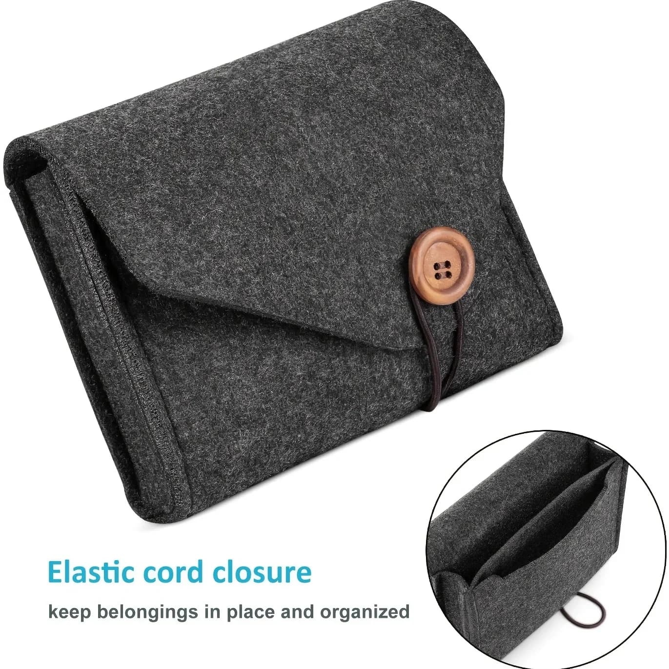 Custodia portatile per organizer per cavi in feltro per adattatore di alimentazione e cavi USB, custodia da viaggio