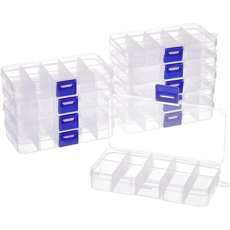 10 pieces 10 grids transparent plastic organizer box plastic jewelry dividers box organizer mini boxes for small beads equipment objects