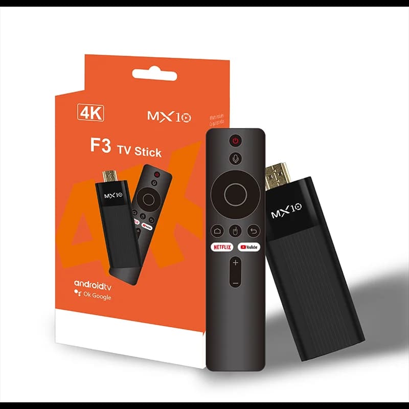 TV Stick Smart 4K UHD MX10 F3 Quad Core Cortex-A53 2G+16G WiFi 6 BT5.4 Lettore Streaming Chromecast