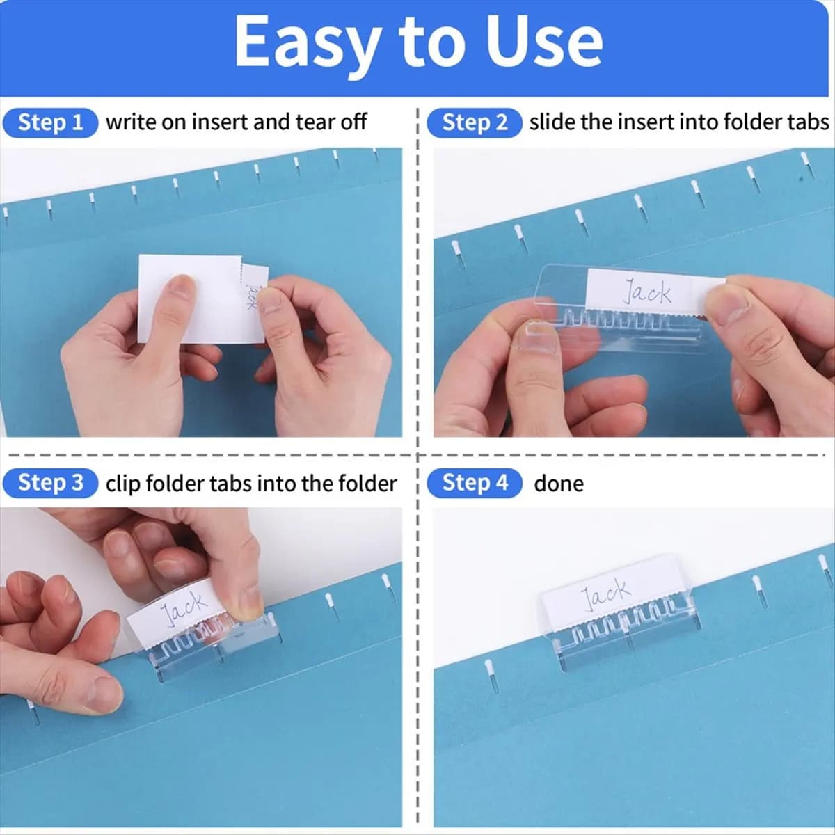 Latest ABBQ-Hanging File Folder Tabs, 100 Pcs File Folder Tabs File Tabs for Hanging Folders, Plastic Hanging Folder Tabs