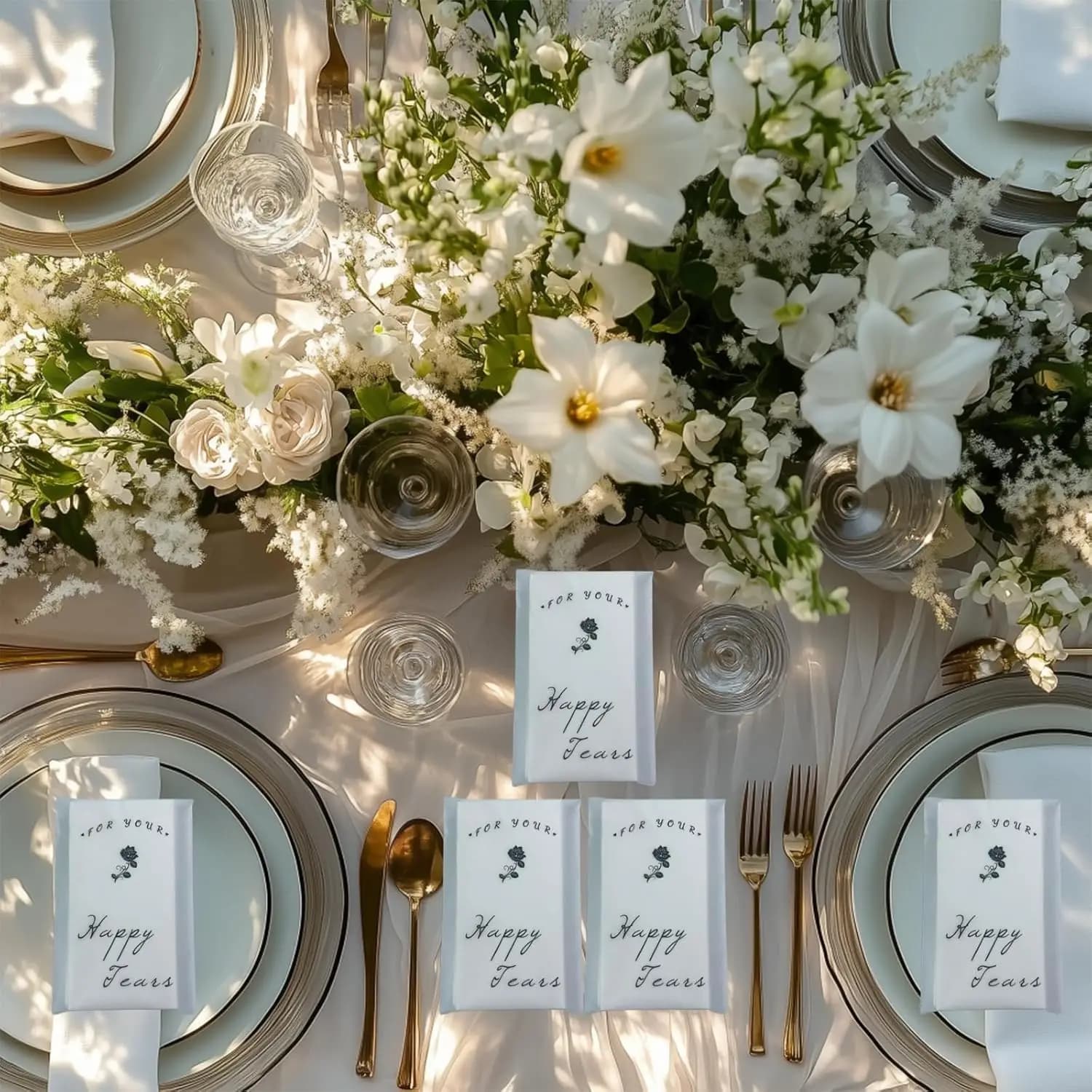 Pacchetti di Fazzoletti Personalizzati per Matrimonio, Confezioni di Coriandoli 'Happy Tears', Bomboniere Biodegradabili