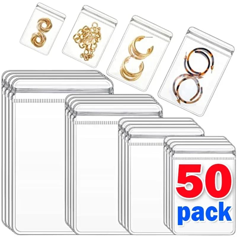 10/20/30/50pcs Gioielli Organizer Pouch Borse PVC trasparente anti-ossidazione orecchino pendente collana braccialetto portaoggetti 2035