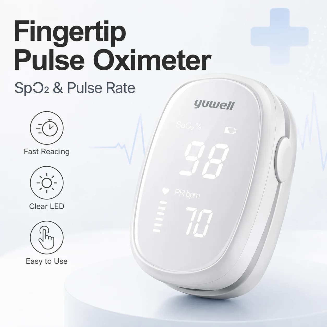 Fingertip Pulse Oximeter Yuwell YX102 SpO2 Blood Oxygen Monitor LED Display Pulse Rate Meter Portable Home Health Device Use