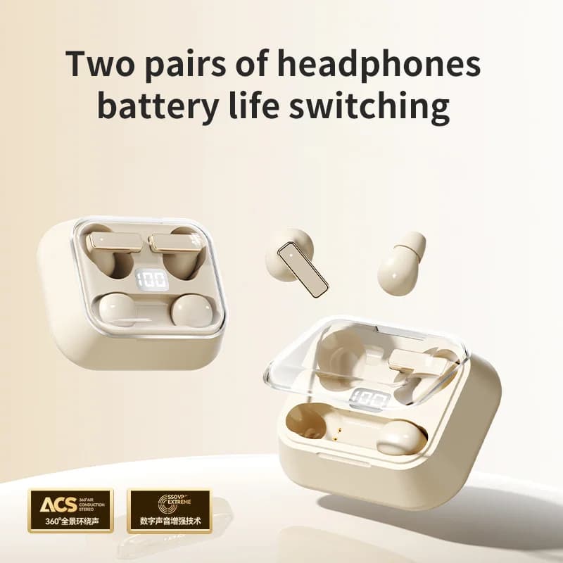 Bluetooth Wireless TWS Headphones with In-Ear and Sleeping Headphones, Bluetooth 6.0, Charging Display, to Listen to Music