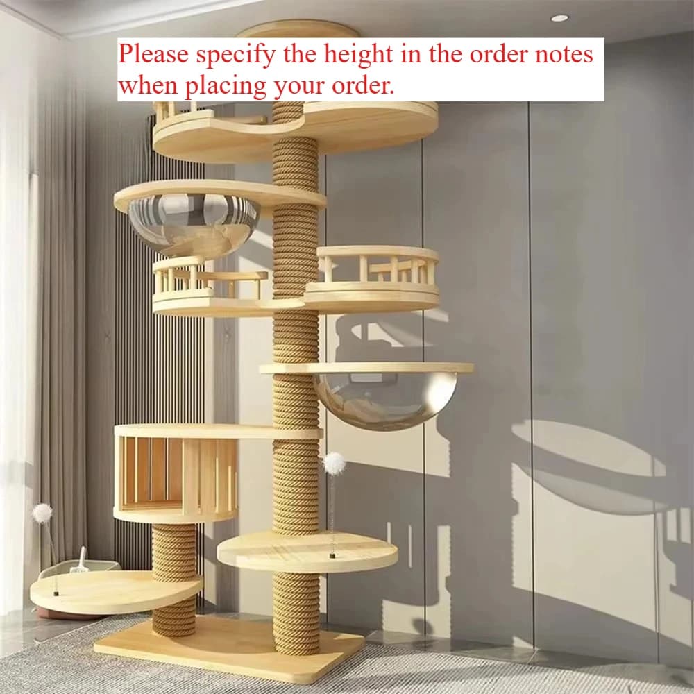 Petop Lussuoso Albero per Gatti in Legno Moderno da Soffitto, Grande Condo per Gatti, Mobili Gioco, Tiragraffi, Struttura per Arrampicata