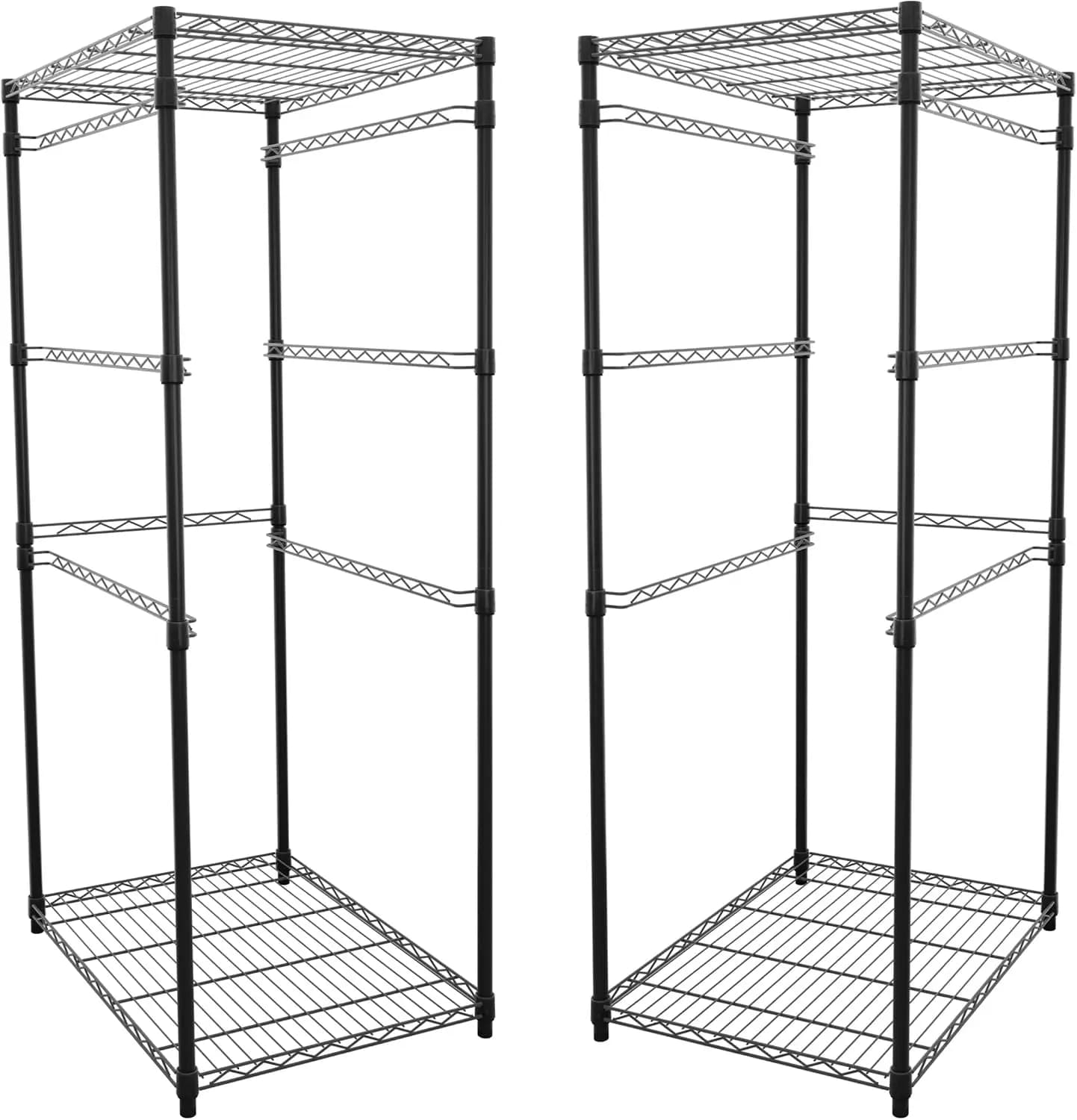 Heavy Duty Steel Tote Storage Rack, 5 Tier Standing Bin Organizer Shelves, Garage Warehouse Pantry Space Saving Shelving Units, Black Powder Coated Finish, 2 Pack