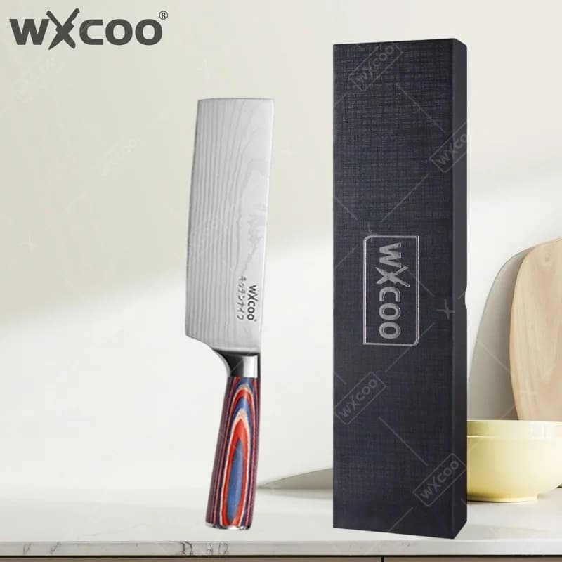 WXCOO Japanese Santoku knife from 7 Stainless steel balls, Kitchen knife for Vegetables, Fruit and Fish filler