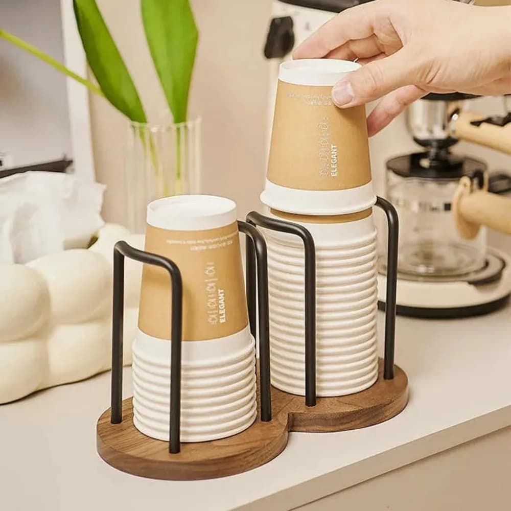Nuovo espositore per tazze Organizzatore per la casa Portaoggetti per tazze usa e getta di lusso Dispenser per tazze da tè d'acqua Scaffale con bastone più lungo
