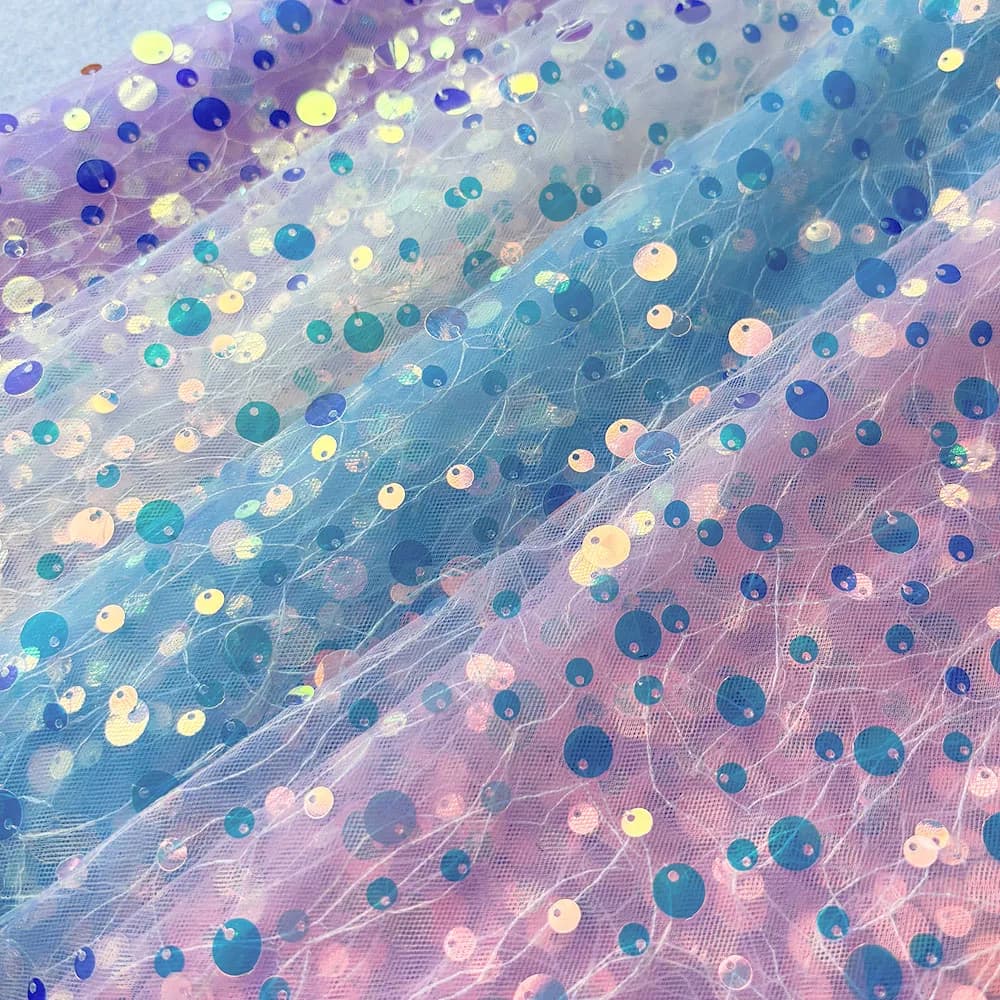 59 pollici di larghezza Sparkle Paillettes Tulle Tessuto di maglia Materiale Cucito fai da te Abiti da principessa Copricapo per bambole Giocattoli Costumi di scena Gonne di garza