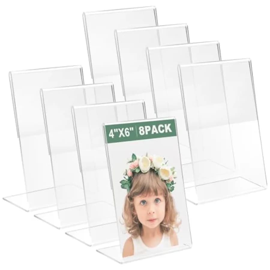 8 Pcs 4x6 Inch Clear Acrylic Photo Frame Scratch-Resistant and Multi-Scene Styling Frame Display Pictures for Home, School, off