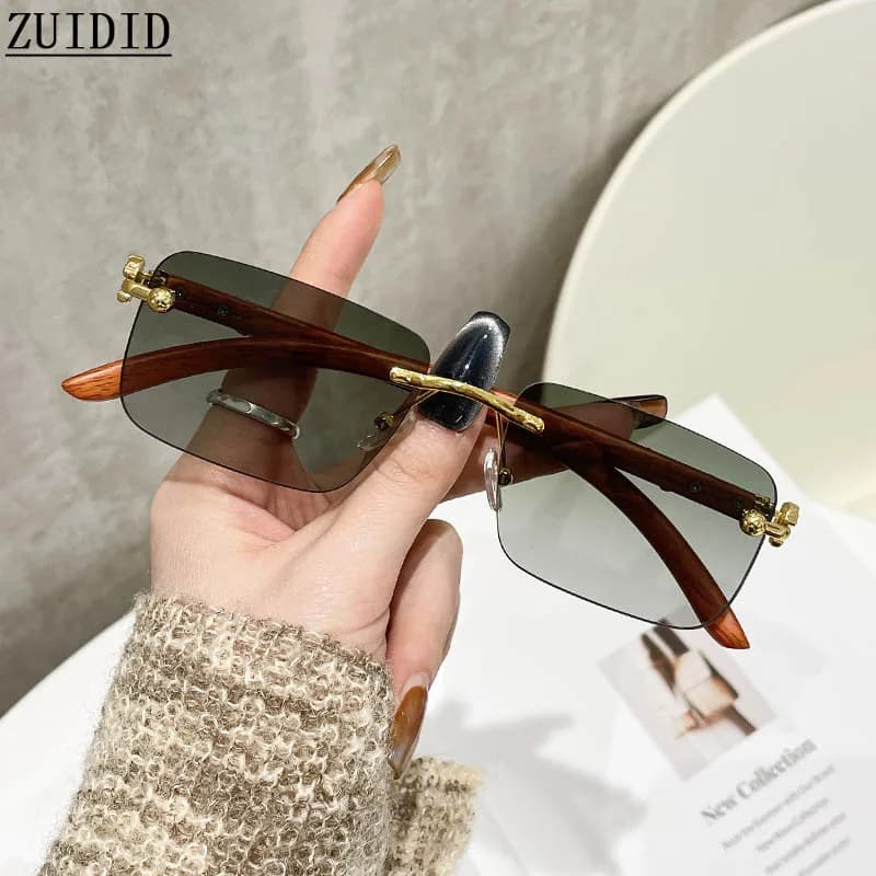 2024 Occhiali da sole senza montatura Donna Trendy Vintage Occhiali da sole quadrati per uomo Occhiali moda vintage Lentes De Sol Mujer Zonnebril Sun