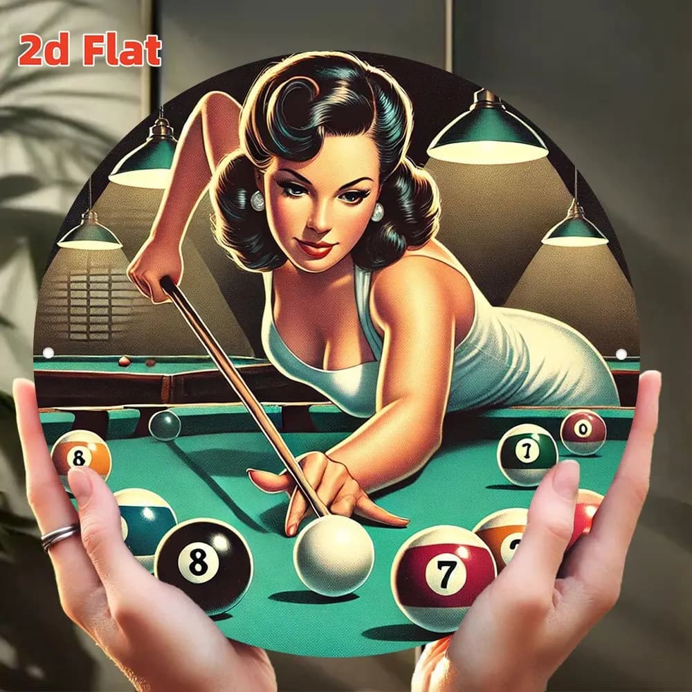 Carta d'arte da parete piatta 2D, regalo perfetto per il compleanno o Natale per la sala giochi: amanti del biliardo, design classico, decorazione durevole