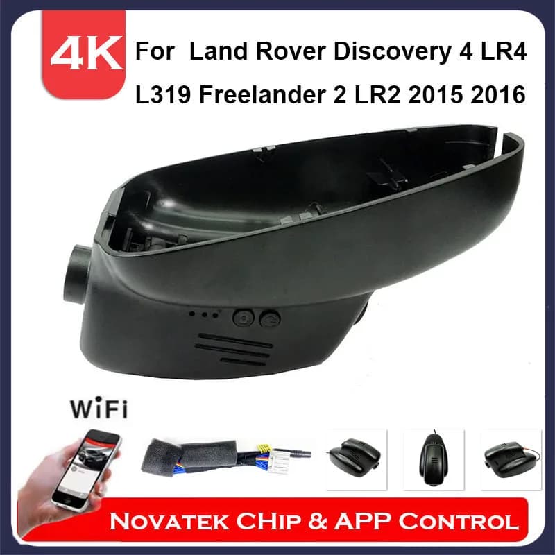 Camma da cruscotto WiFi con telecamera anteriore e posteriore 4K per Land Rover Discovery 4 LR4 L319 Freelander 2 LR2 2015 2016, DVR per auto Plug and Play con APP