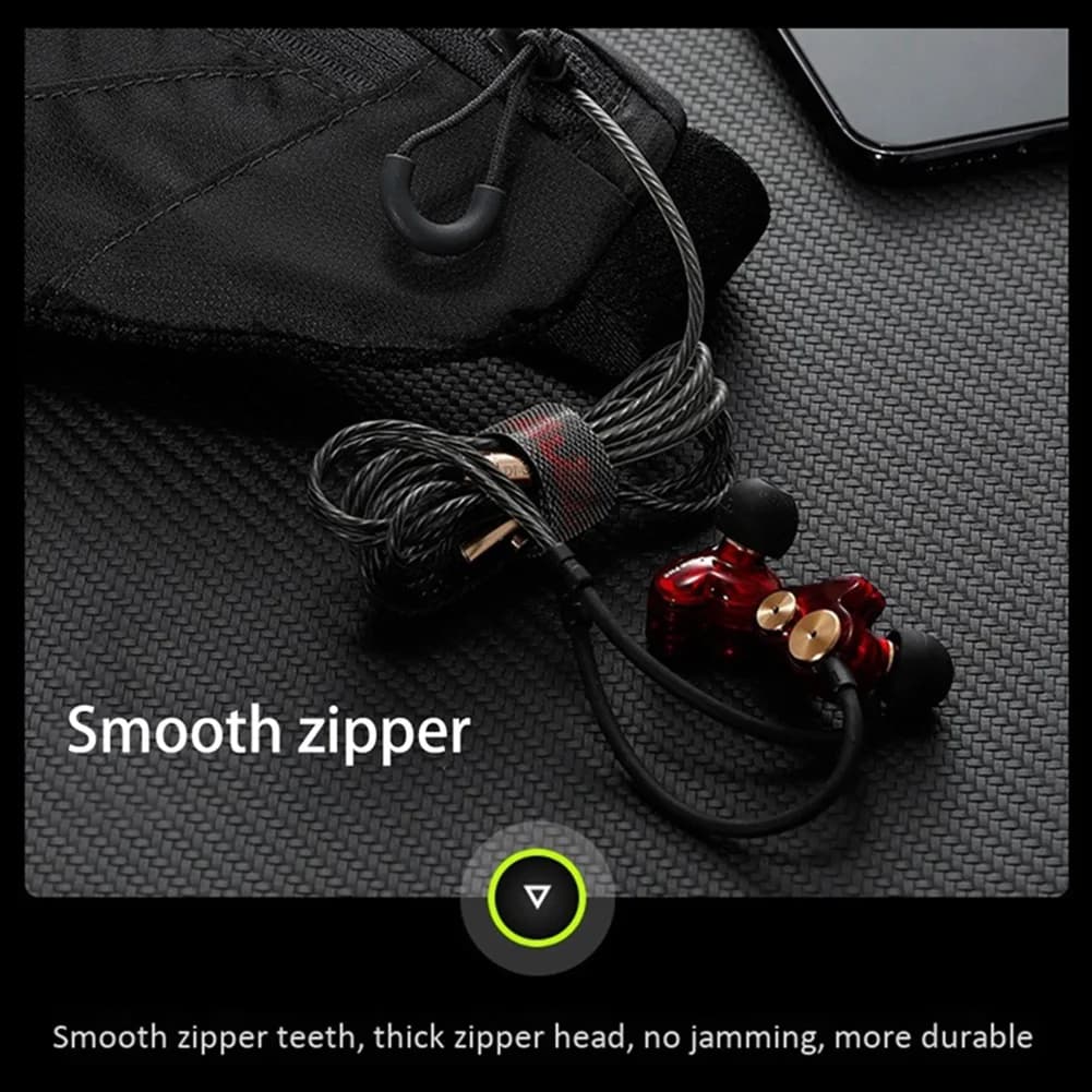 T22C Unisex Sports Running Cycling Jogging Earphone Waist Belt Pack Bag Pouch Pocket-Black