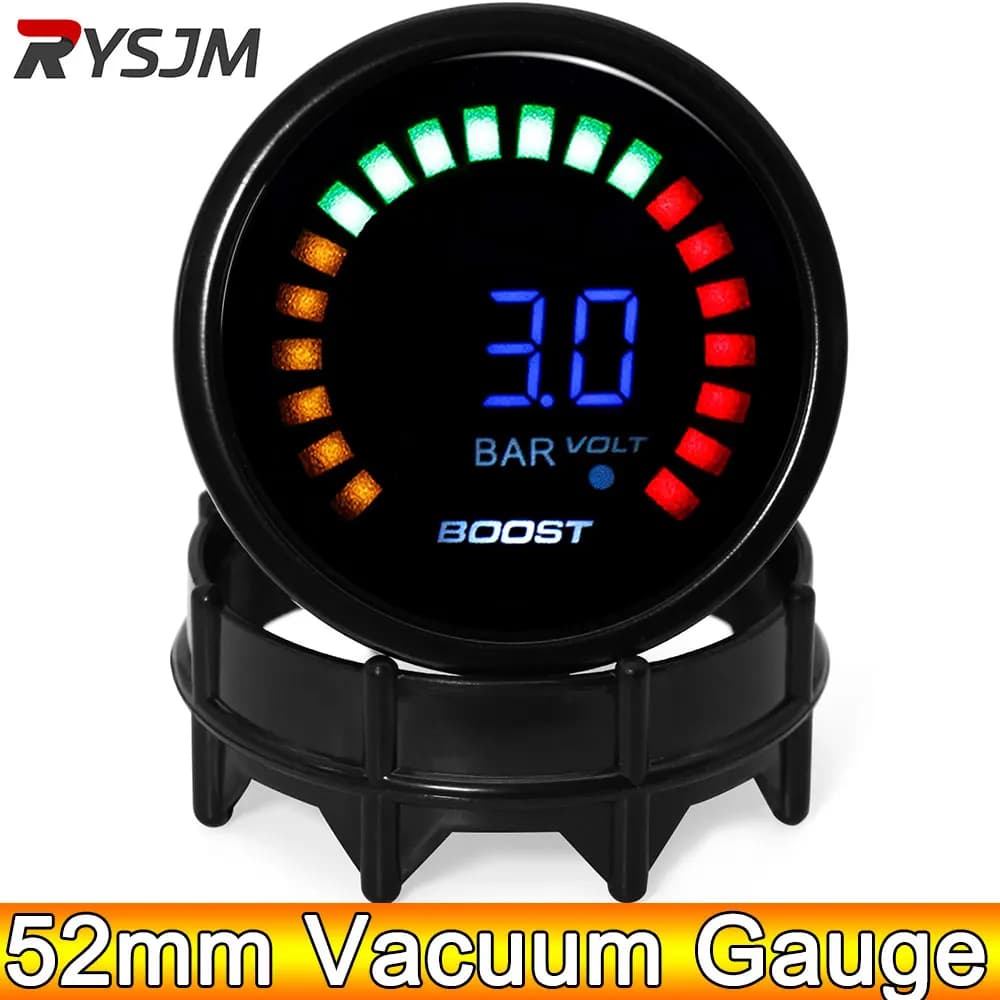 AD 52mm Turbo Boost Gauge Manometro per auto Manometro turbo digitale -1~3 Bar -15~45 PSI Pressa per vuoto per motore a benzina 12V