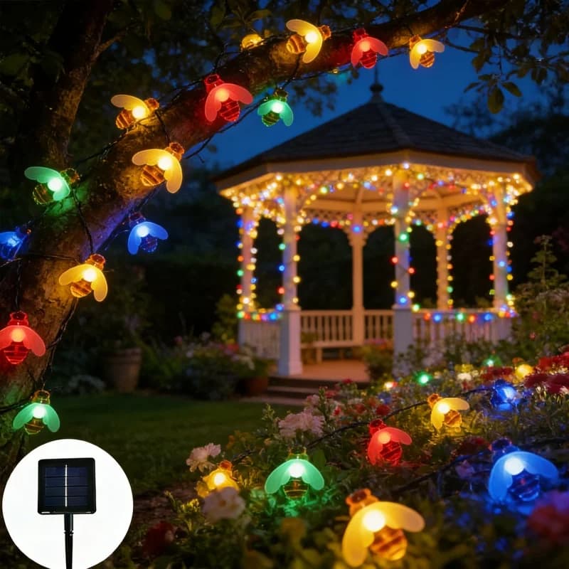 Luci Solari a Forma di Ape 20/50/100 LED, Decorazioni da Giardino per Esterni, Luci Fatate Solari per Cortile, Patio, Campeggio, Matrimoni e Feste