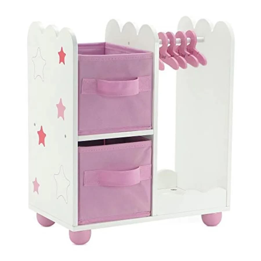 Mobili per bambole Emily Rose da 14 pollici - Armadio aperto con appendiabiti e contenitori - Organizzatore in legno per Wellie Wishers, G