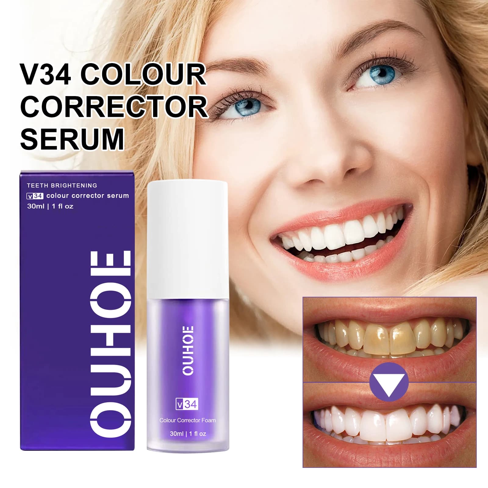 Whitening serum for teeth, cleans teeth and plaque, refreshes breath, protects gums and whitens teeth