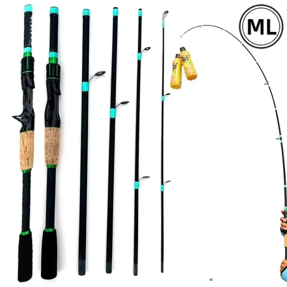 Canna da Pesca Spinning in 4 Sezioni, Canna da Pesca in Carbonio 1.65m/1.8m/2.1m Potenza M, Canna da Pesca in Fibra di Carbonio per l'Inverno
