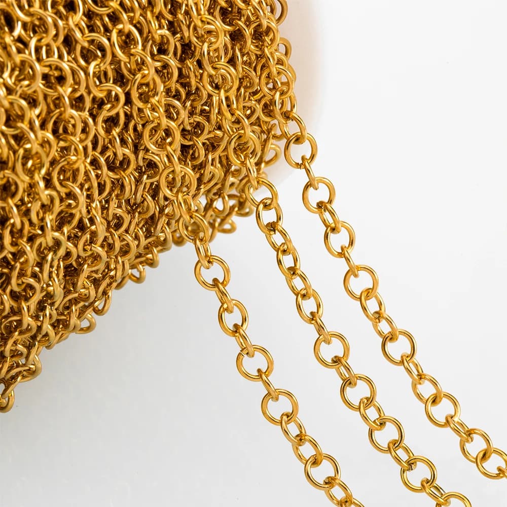 1Meters Stainless Steel O-Ring Chain Round Cross Circle Links Necklace Bracelet Supply for DIY Jewelry Making Findings Wholesale