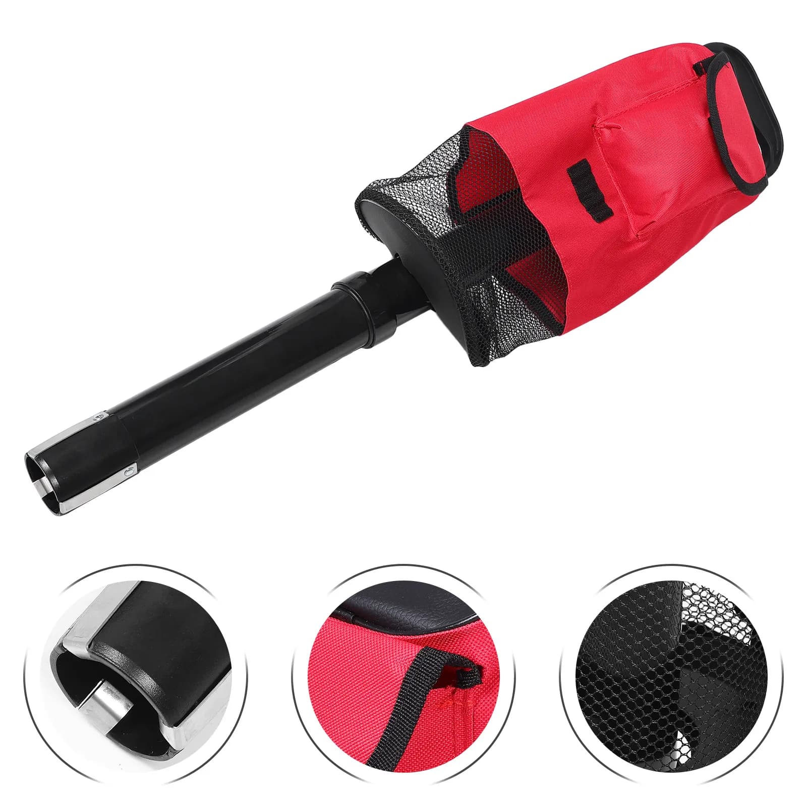 Raccoglitore di Palline da Golf Rosso Portatile in Nylon e Plastica, Strumento per Recupero Palline per Uso in Campo e Pratica, Borsa Organizzatrice