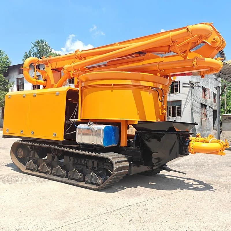 Crawler Mixing Boom Pump Concrete Delivery Truck FOB Custom Wireless Remote Hydraulic Telescopic Distributor Self Mixing Pump