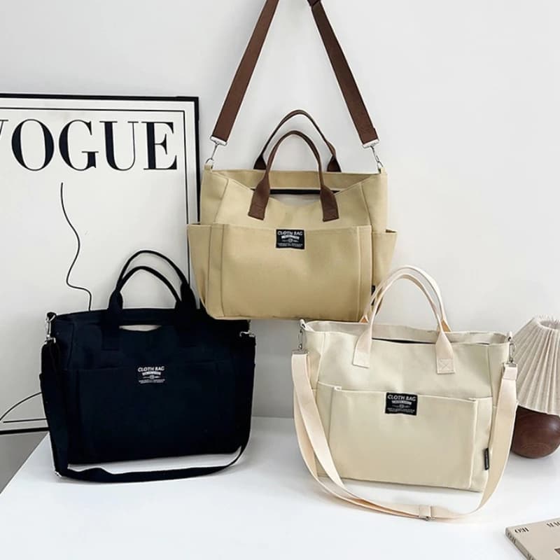 Fashion Canvas Tote Bag,Equipped with Top Handles Detachable Adjustable Crossbody Strap, Large Capacity Casual Handbag for Women