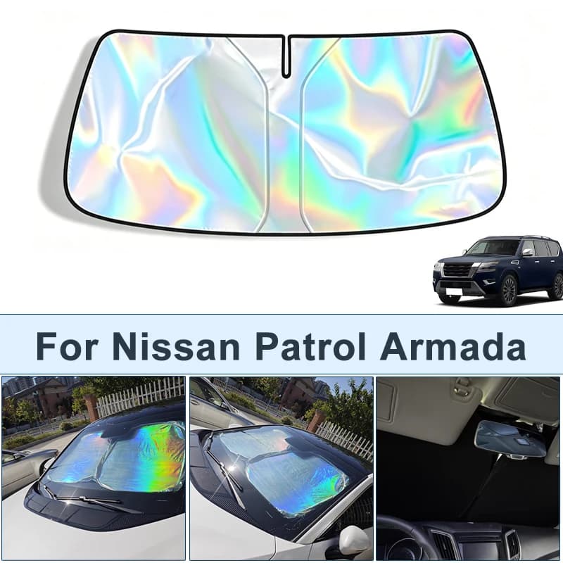 Parasole pieghevole per parabrezza anteriore per Nissan Patrol Armada, copertura protettiva riflettente UV, accessori per interni auto