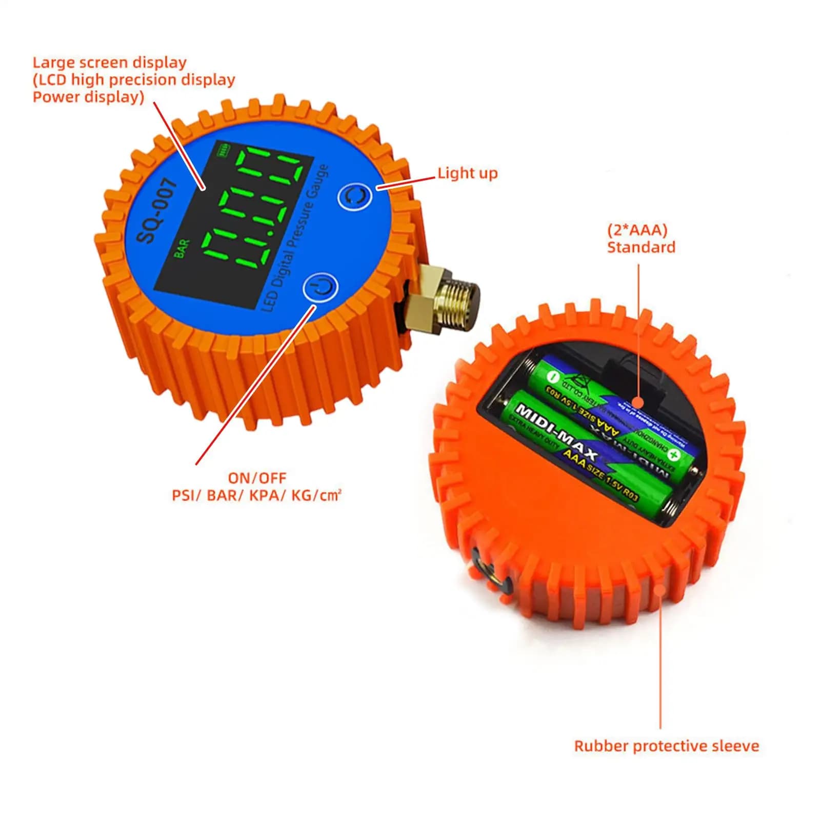 Manometro digitale per pneumatici 0-255PSI Attacchi per auto a connessione rapida Gonfiatore digitale per manometro per pneumatici per rimorchio RV camion automobilistico